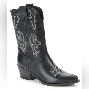 🟢Brand New Indigo Rd Pointed Closed Toe Yoley Black Cowboy Western Boots 5.5